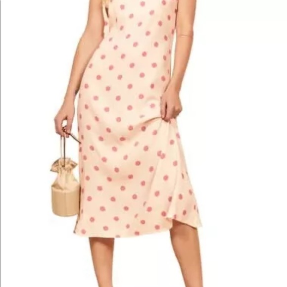 Reformation Jade Dot Print Tie Shoulder Dress - Picture 1 of 4